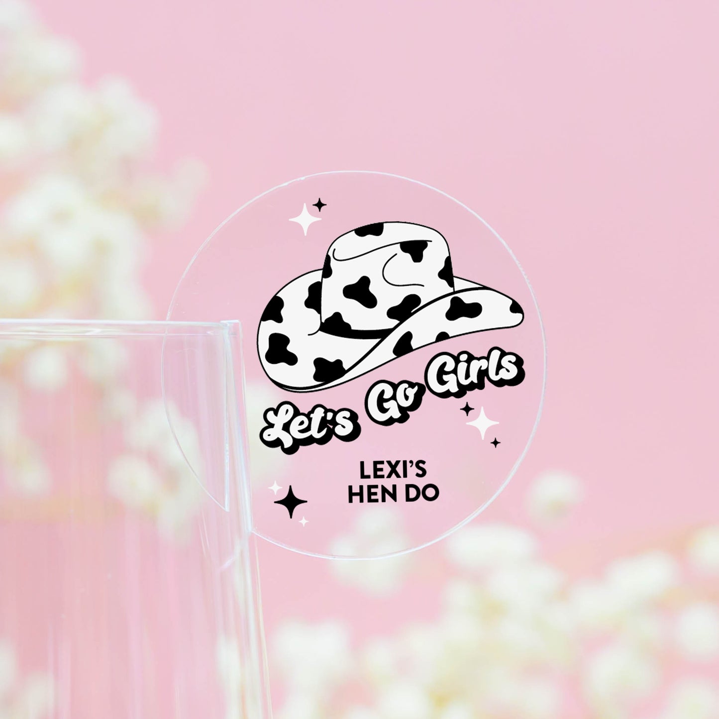 Black & White 'Let's Go Girls' Acrylic Drink Tags