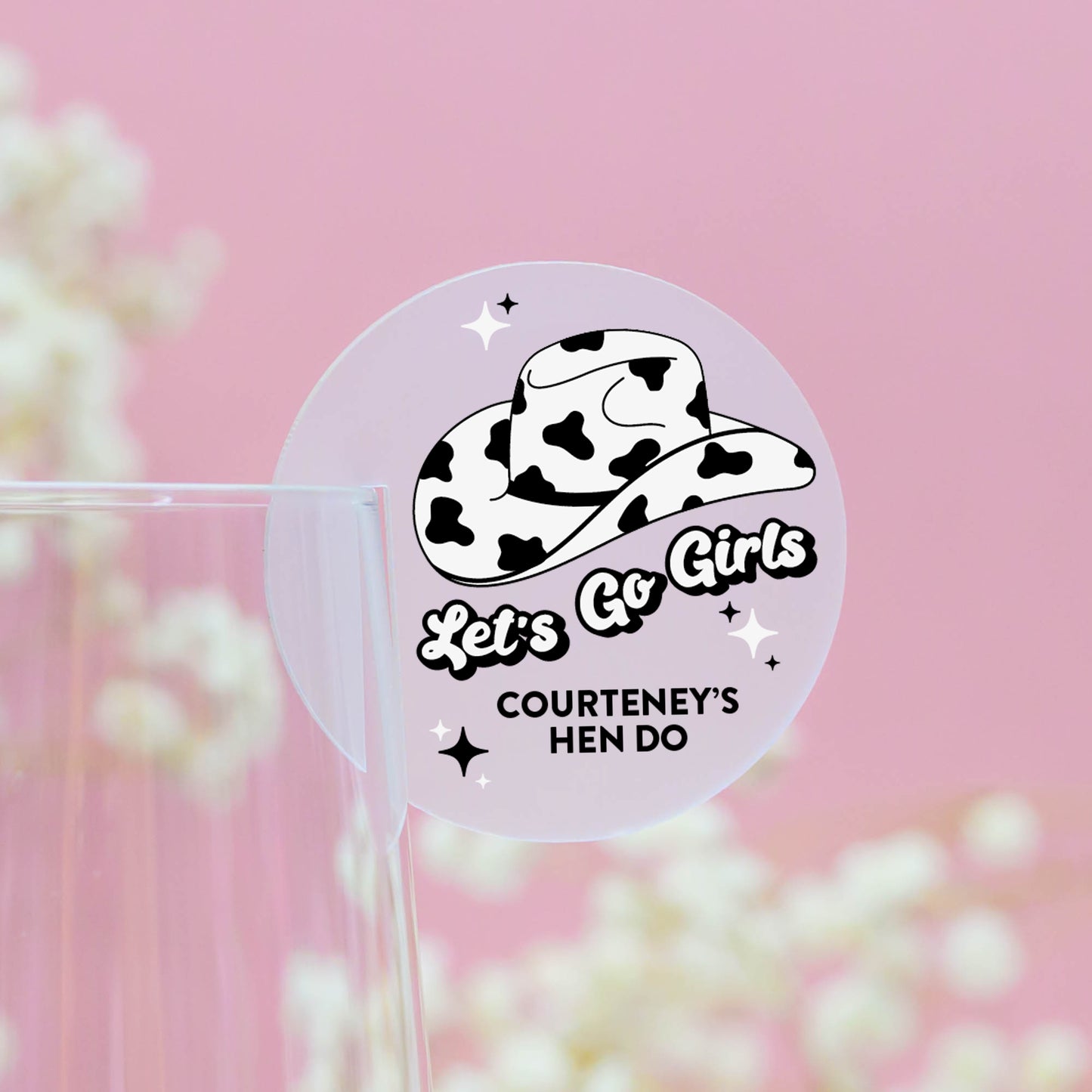 Black & White 'Let's Go Girls' Acrylic Drink Tags