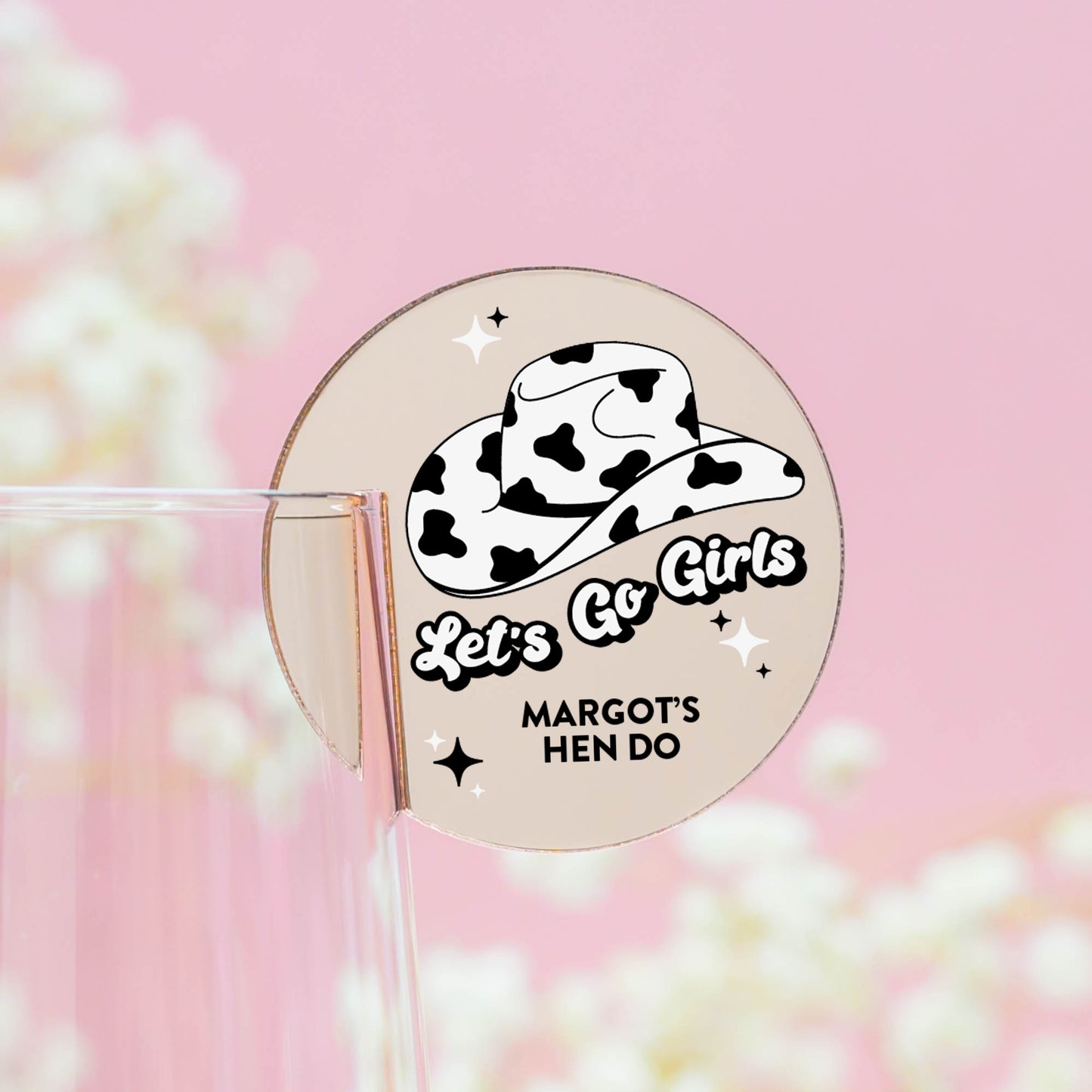 Black & White 'Let's Go Girls' Acrylic Drink Tags