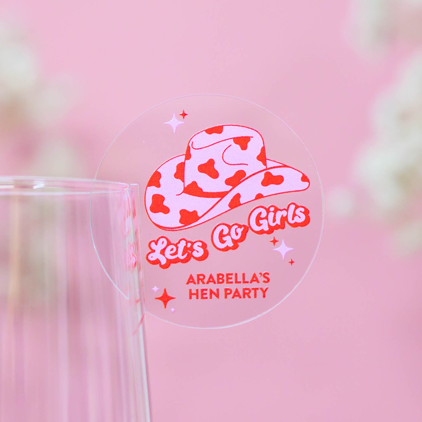 'Let's Go Girls' Acrylic Drink Tags