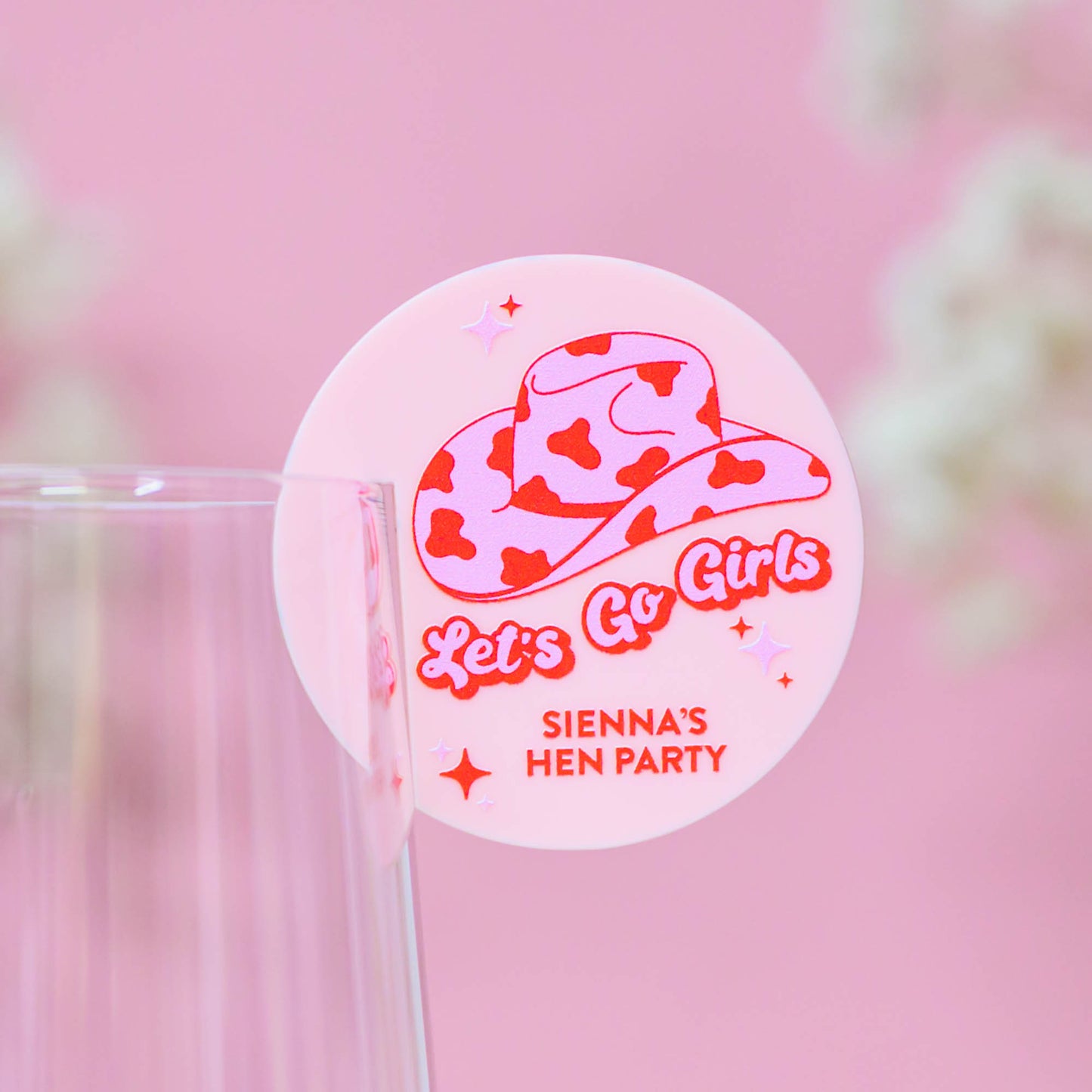 'Let's Go Girls' Acrylic Drink Tags