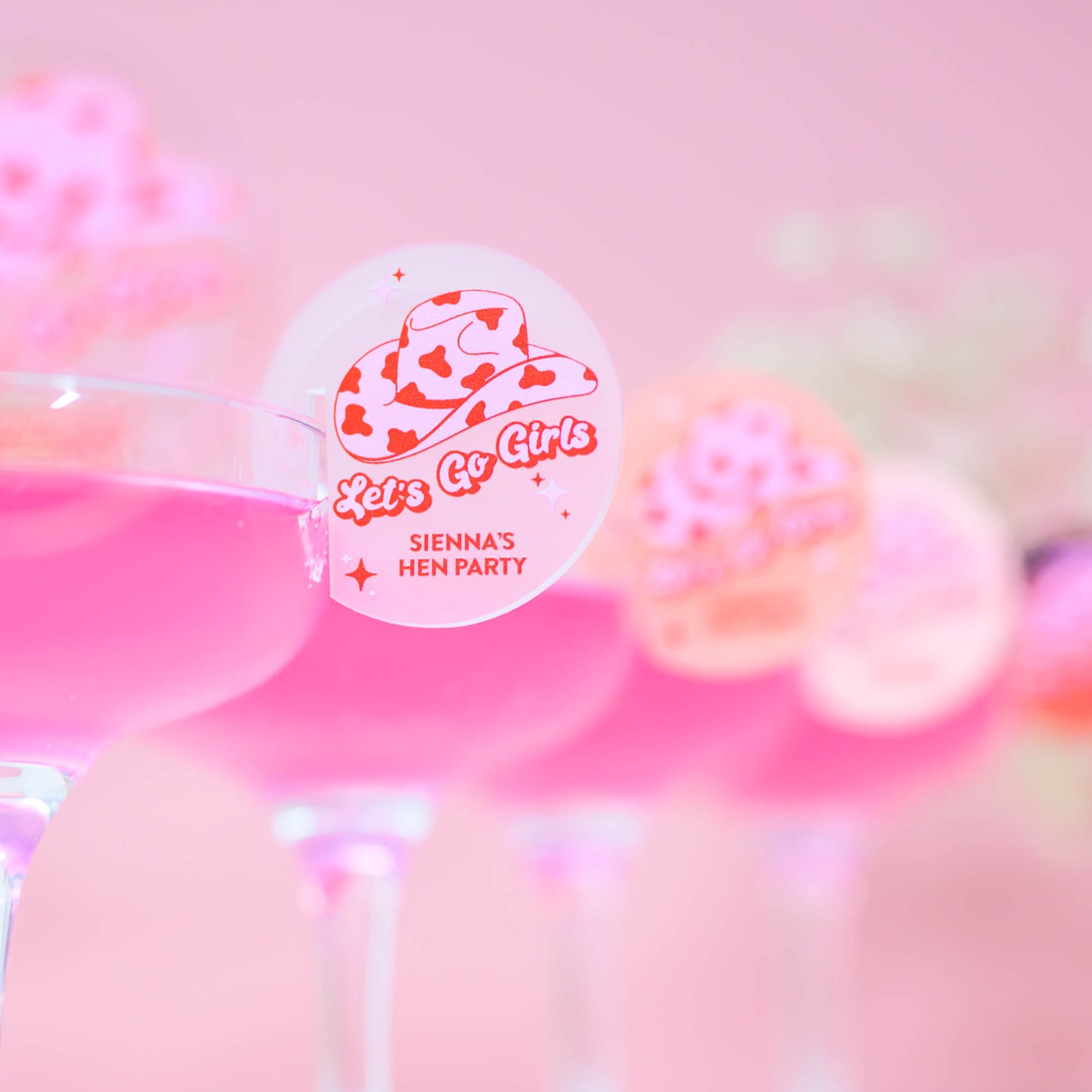 'Let's Go Girls' Acrylic Drink Tags