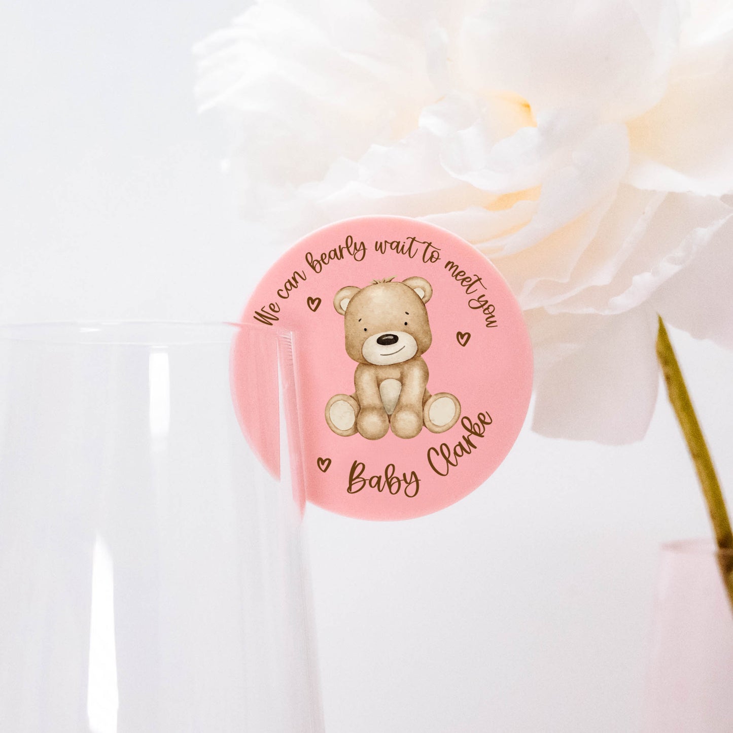 Baby Shower 'We Can Bearly Wait' Acrylic Drink Topper