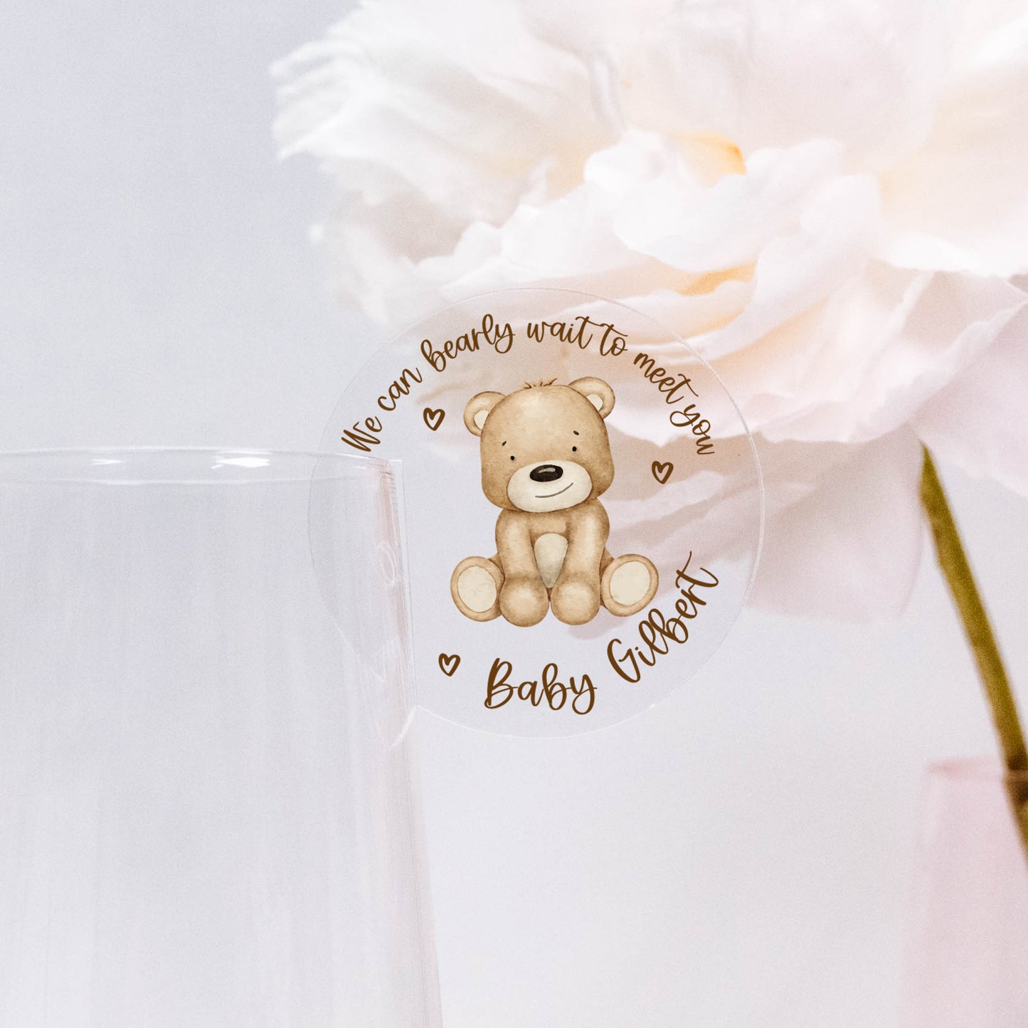 Baby Shower 'We Can Bearly Wait' Acrylic Drink Topper