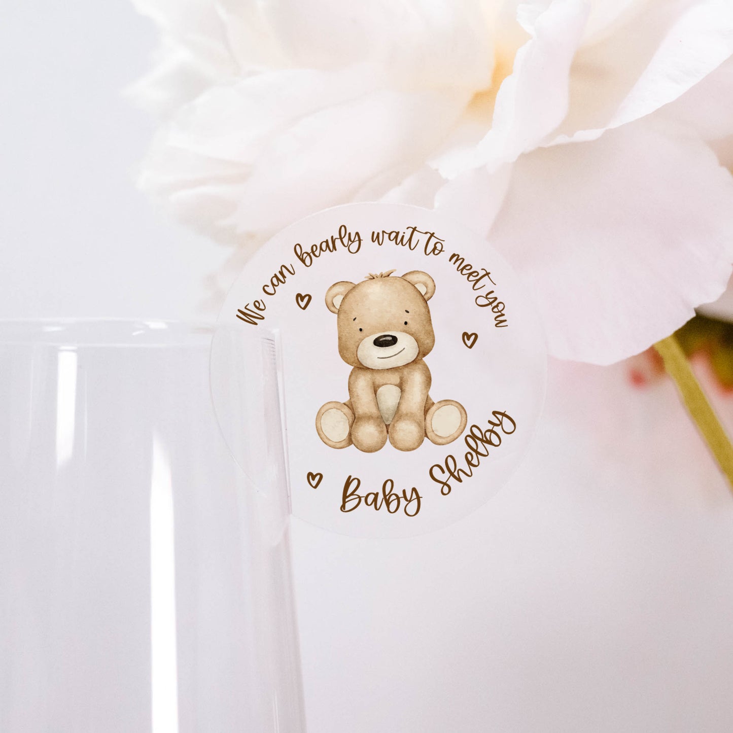 Baby Shower 'We Can Bearly Wait' Acrylic Drink Topper