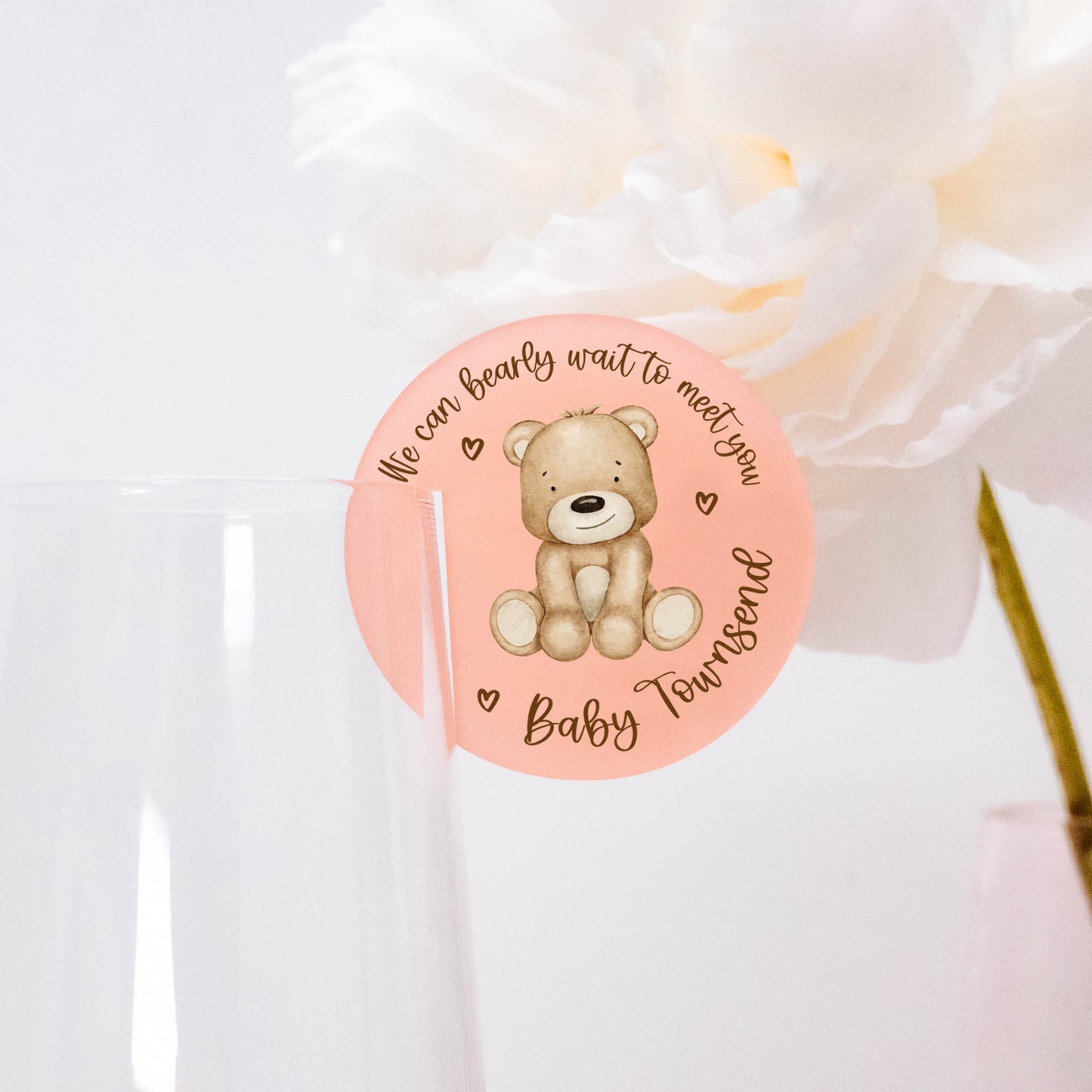 Baby Shower 'We Can Bearly Wait' Acrylic Drink Topper