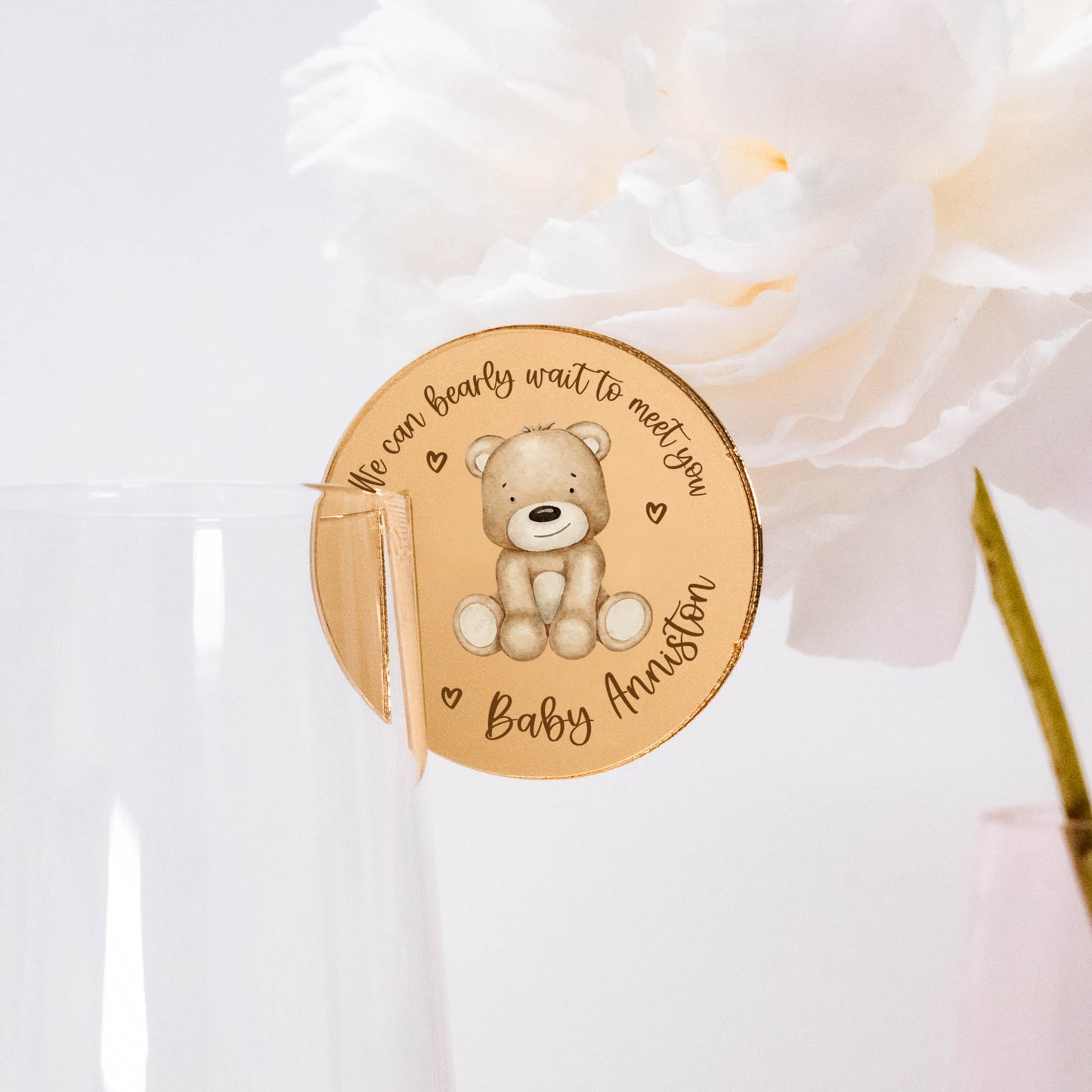 Baby Shower 'We Can Bearly Wait' Acrylic Drink Topper