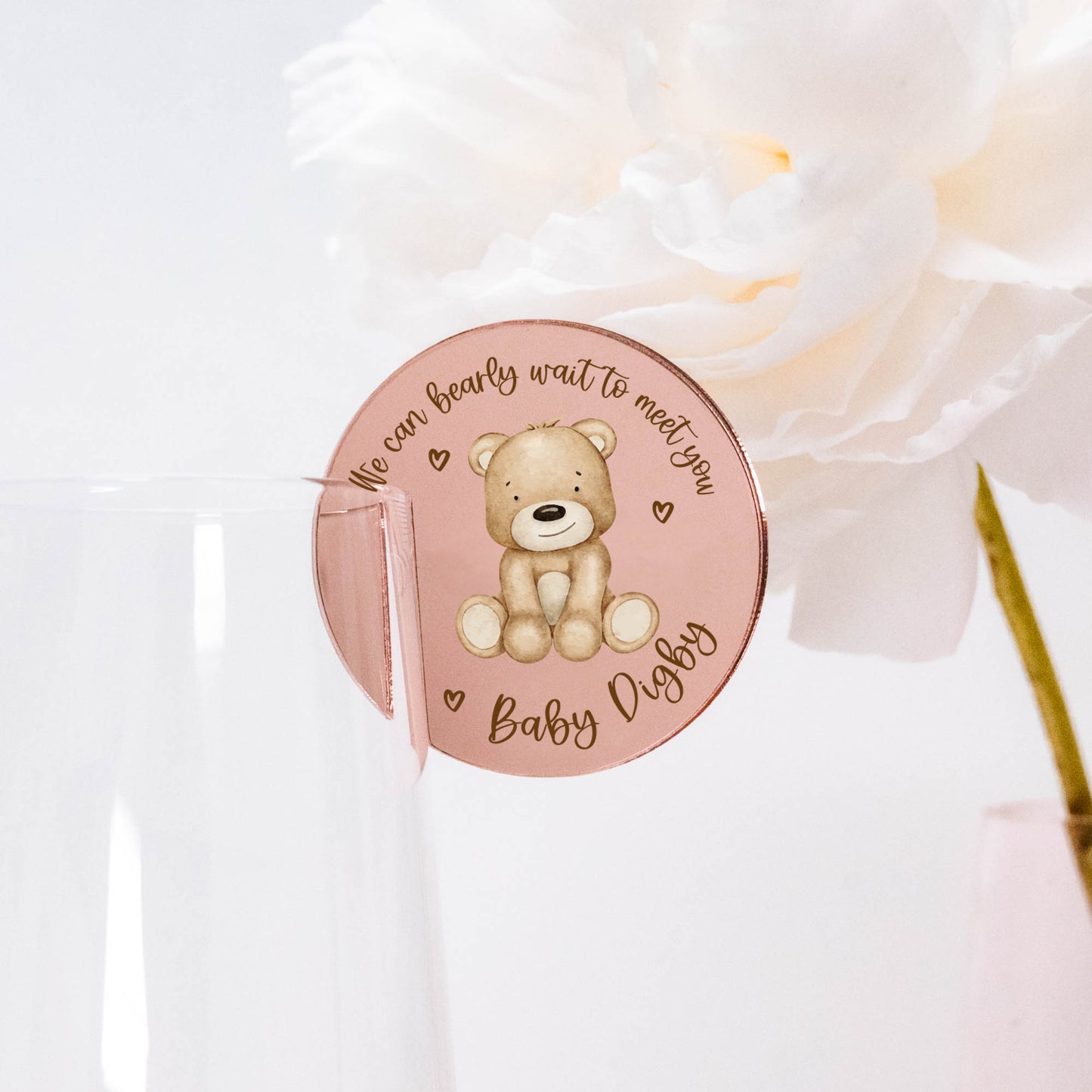 Baby Shower 'We Can Bearly Wait' Acrylic Drink Topper