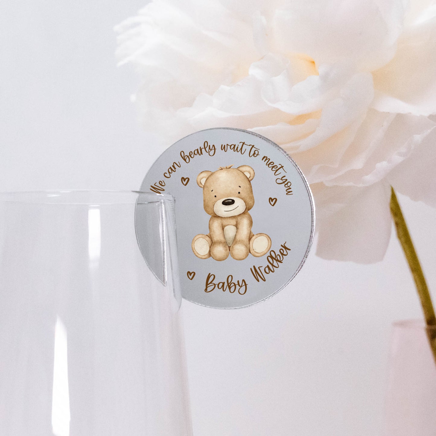 Baby Shower 'We Can Bearly Wait' Acrylic Drink Topper