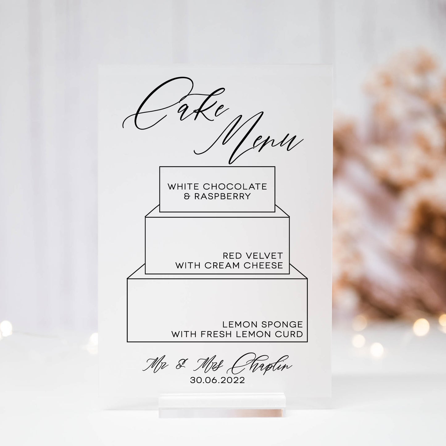 Acrylic Cake Menu Sign