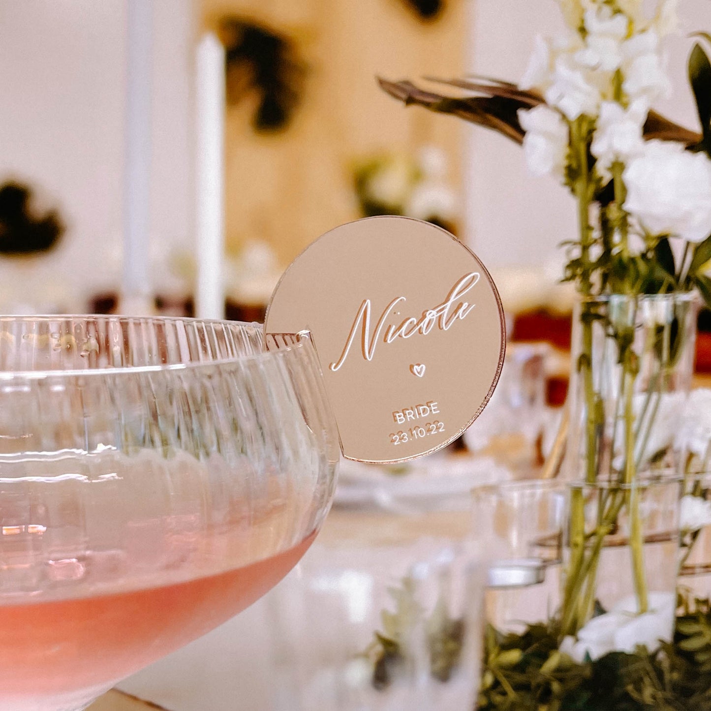 Rose Gold Mirror Drink Tags