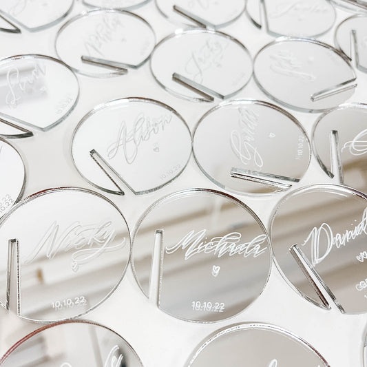 Silver Mirror Drink Tags