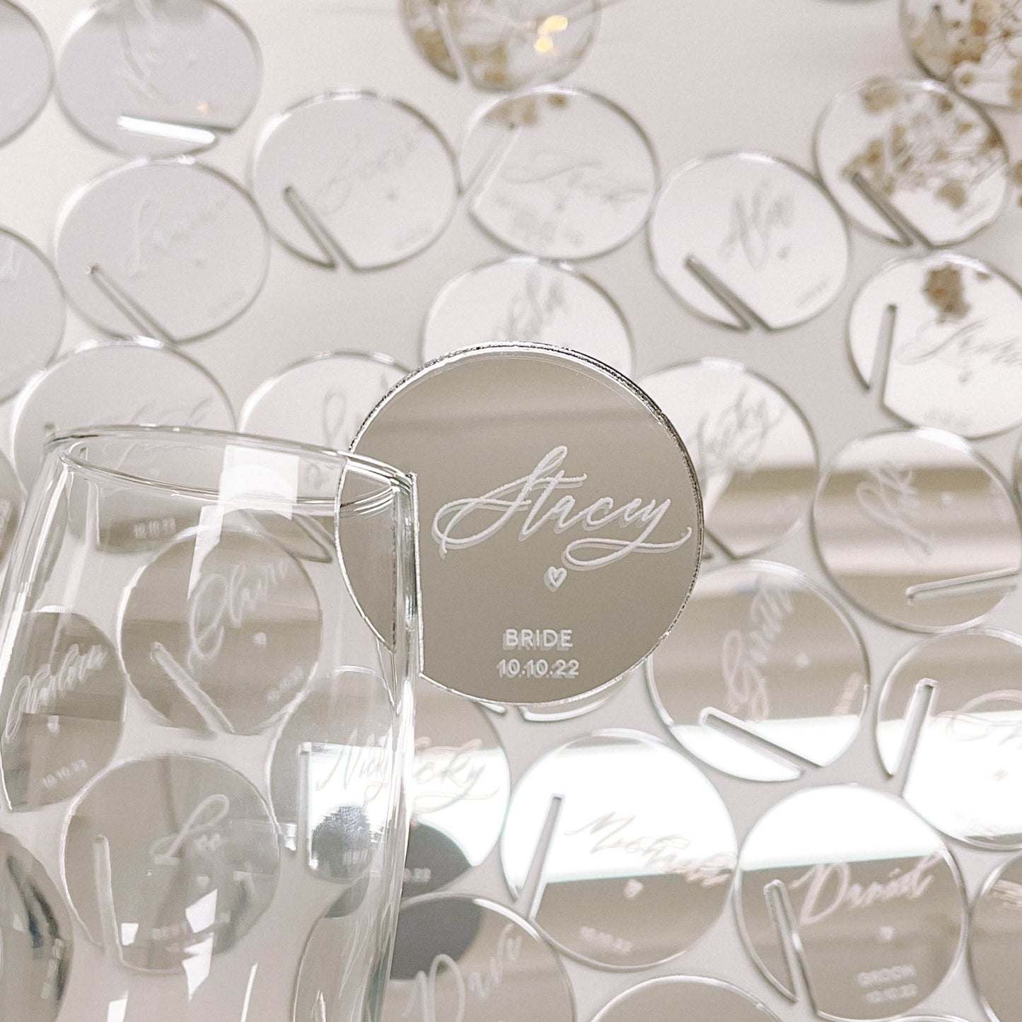 Silver Mirror Drink Tags