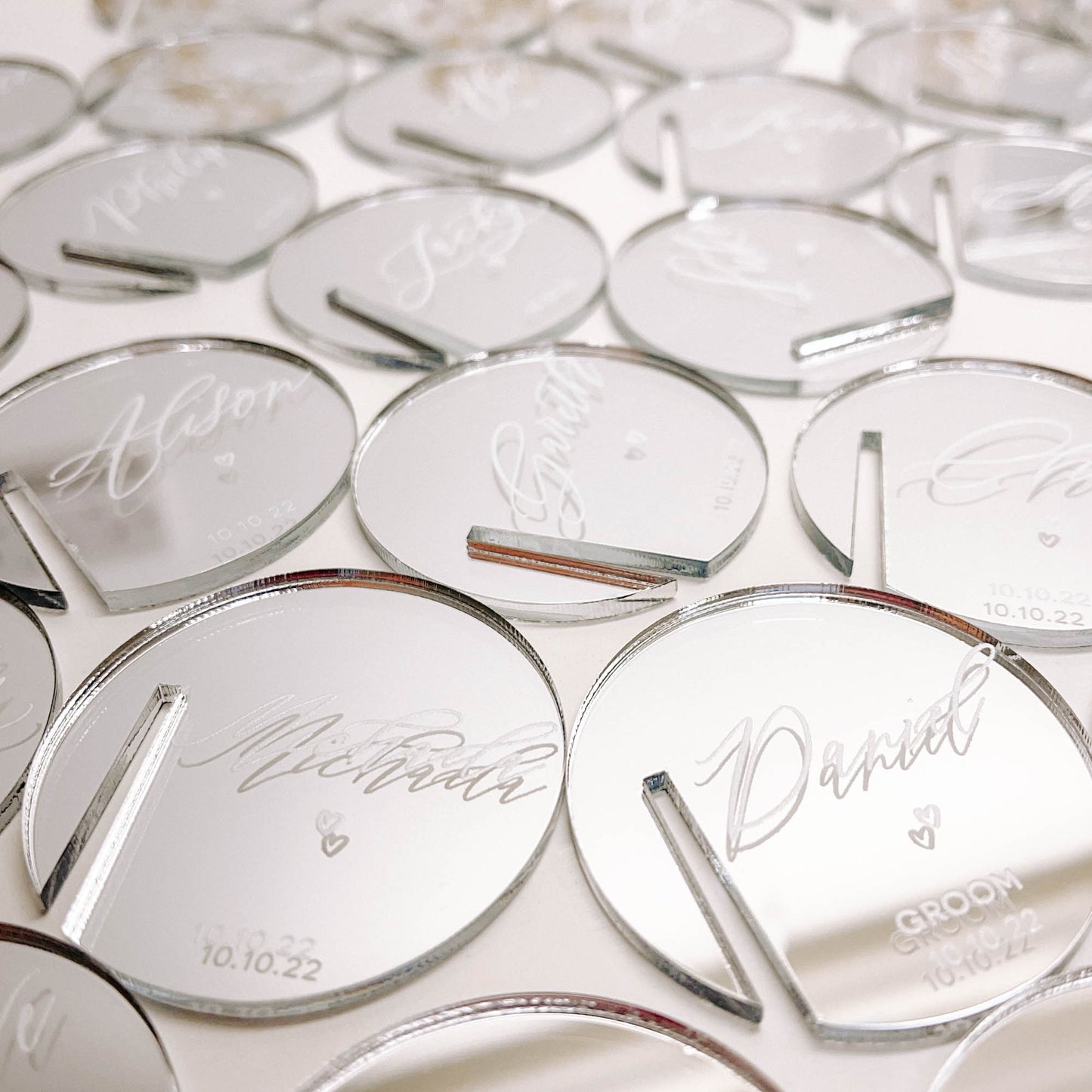 Silver Mirror Drink Tags