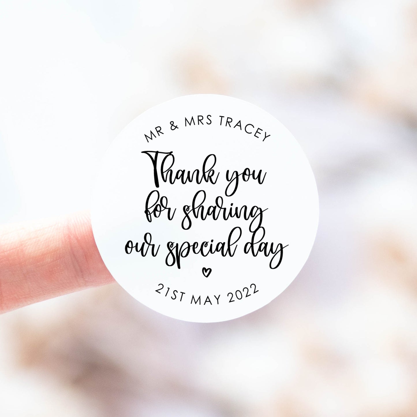 'Thank You For Sharing Our Special Day' Stickers